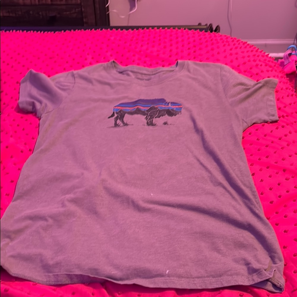 Patagonia Gray Short Sleeve Tee with Animal Graphic
